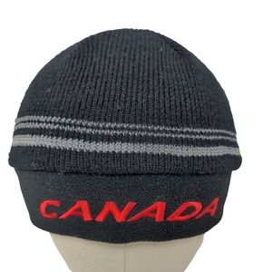 Running Room Men's Knit Beanie Hat Black Size OS 100% Acrylic Embroidered Canada